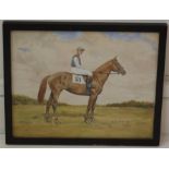 R. L. HARVEY 'Yes Please' with jockey up, Watercolour Signed and inscribed 21 x 25.5cm