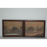 After James Pollard (1792–1867) Pair 19th C. Hand Coloured Prints