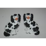 Pair 19th C. Staffordshire Flat Backs King Charles Spaniels