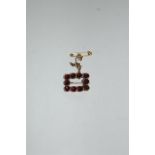 Gold Metal Brooch Set Ten Garnets