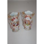 Pain Hand Painted Vases Manufactured By Von Schierholz Porcelain Factory C. 1865-1911