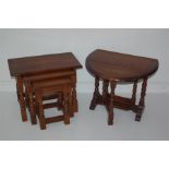 Nest of Oak 'Old Charm' Tables Together With A Small Oak Drop Leaf Table