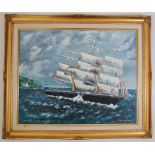 HARRY BARCLAY 'Cutty Sark Leaving Falmouth', Oil On Canvas