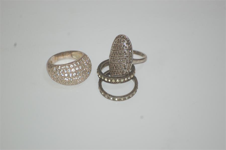 Four Vintage Silver Ladies Rings