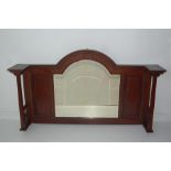 Edwardian Mahogany Over Mantle Mirror Original Bevelled Glass