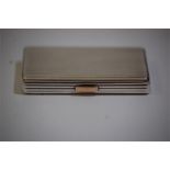 Early 20th C. CARTIER Silver Reeded Cigarette Case, Gold Button Signed CARTIER Made France, Unboxed