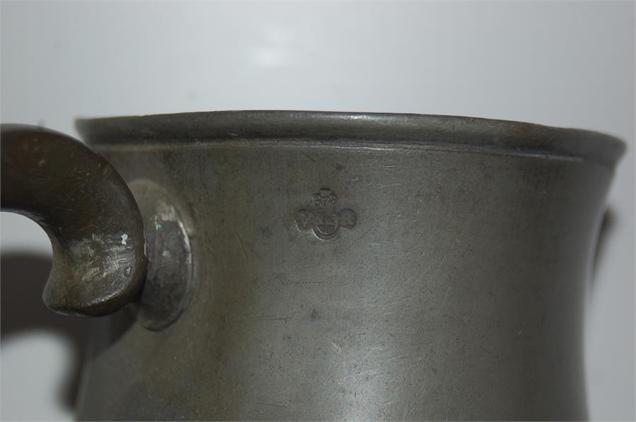 Victorian or earlier Pewter Pint Tankard, Impressed Marks - Image 6 of 9