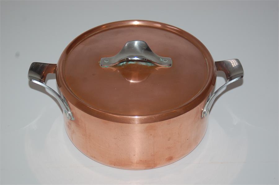 Copper And Steel Casserole Pot. - Image 3 of 3