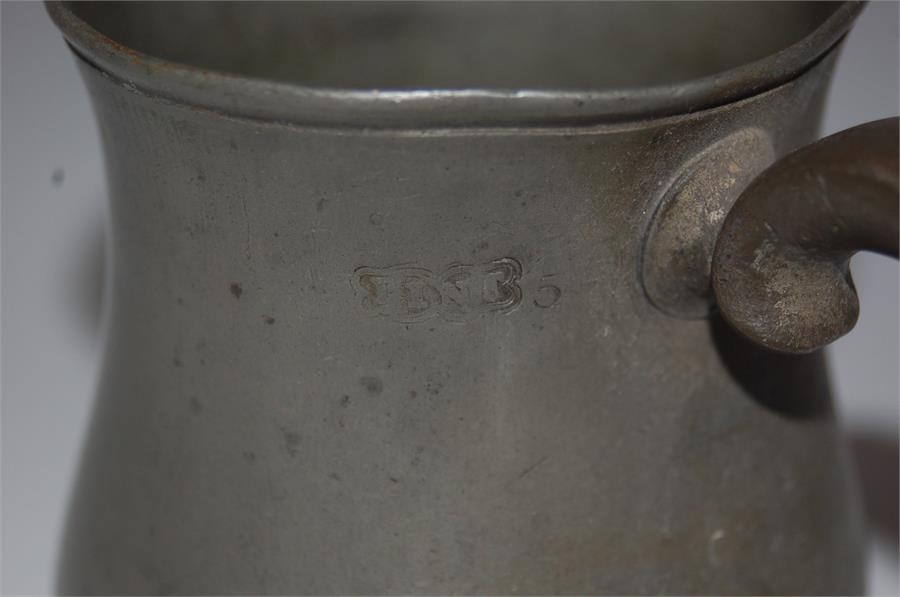 Victorian or earlier Pewter Pint Tankard, Impressed Marks - Image 2 of 9