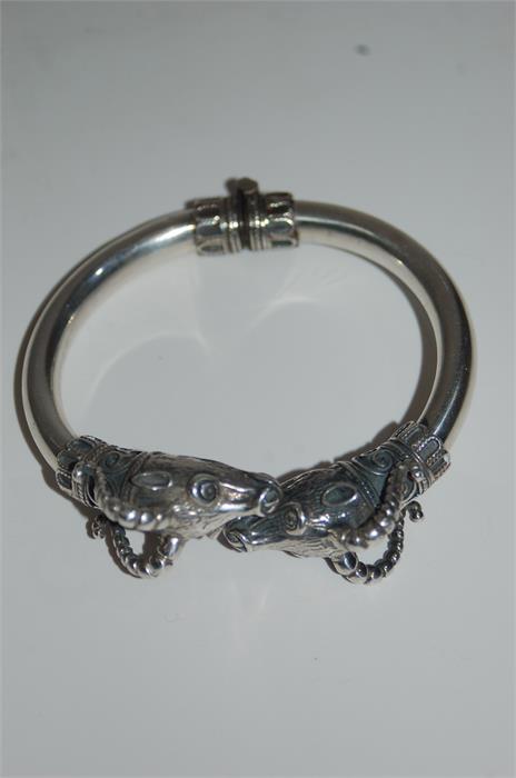 19th / 20th Century Greek Silver Rams Head Torque / Bracelet - Image 2 of 6