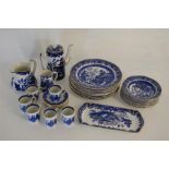 A Collection of Blue and White Willow Pattern Porcelain