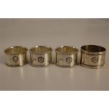 Four Turn of the Century Silver Plate Ships Napkin Rings