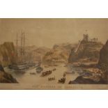 19th C Print, Troops Landing at The Harbour of Bermuda, Original Colours, 39cm L x 25cm H