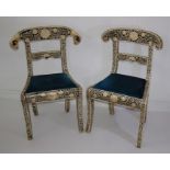 Two Early 20th C Indian Bone Inlay Klismos Chairs