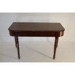 A Victorian Mahogany D- End Table on Turned Legs