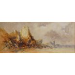 19th Century Watercolour Coastal Scene Label Verso