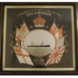 An Edwardian Silk Embroidered Panel of HMS Amphitrite 1902 - 1905