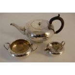 Silver Three Piece Tea Set of Globular Form, Birmingham 1915