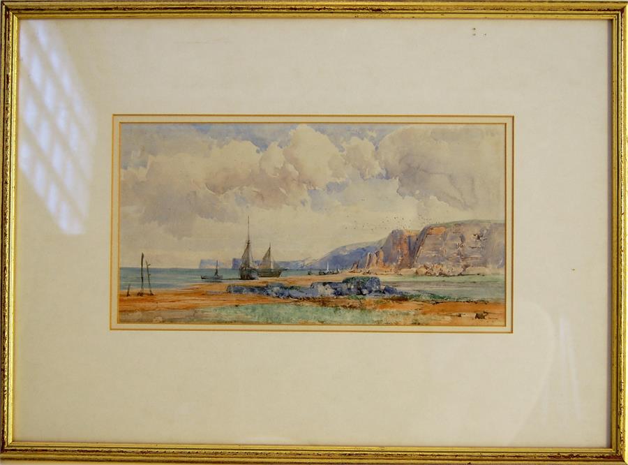 NAFTEL, Paul Jacob R.W.S (1817 - 1891) A View of Studland Bay, Dorset 16.5 x 31 cm - Image 4 of 8