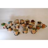 13 Royal Doulton Miniature Toby Jugs of Various Design together with One Beswick + Two others
