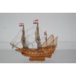 Fine English Four Masted Galleon Ship Model