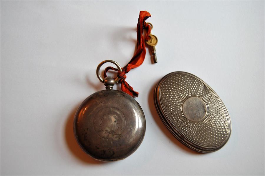 19th Century Silver Cased Pocket Watch with Key - Image 2 of 2