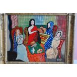 Attributed to Bela KADAR (1877-1956) Budapest, Four Women, Oil on Board, H 54cm x W 66cm