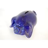 A Devon Pottery Cobalt Blue Money Box in The Form of a Pig (a/f)