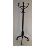 Vintage Unusual Flat- back Ebonised Bent-Wood Hall Coat Stand