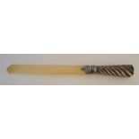 Victorian Silver Handled & Ivory Letter Opener, Birmingham 1889, Maker H.C.F.