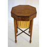A Regency Octagonal Needlework Work Table Sheraton Design Silk Work Box Under