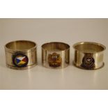 Three Turn of the Century Enamel / Silver Plate Ships Napkin Rings