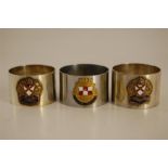 Three Turn of the Century Enamel / Silver Plate Ships Napkin Rings