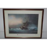 RNLI Signed Marine Print ' The Wreck of The Steam Packet Thames 4th January 1841