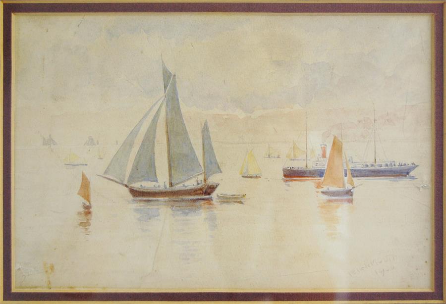 Teignmouth Bay, Watercolour, Dated 1900, Inscribed Lower Right, Some Damage