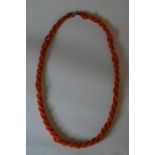 Victorian Coral Small Bead Twisted Necklace