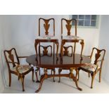 A D- End Mahogany Extending Dining Table, Baluster Supports, Cabriole Legs, Six Chairs