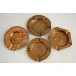 Four Vintage Copper Ships Ash Trays