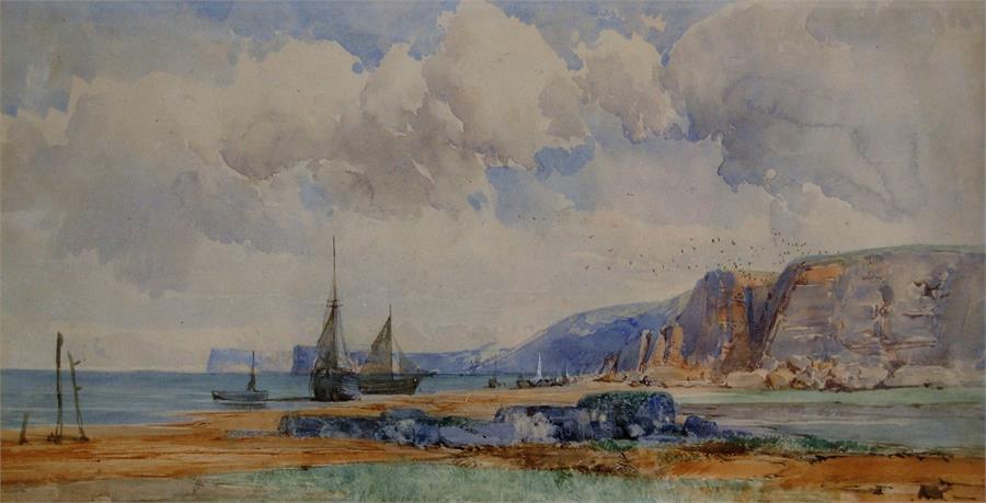 NAFTEL, Paul Jacob R.W.S (1817 - 1891) A View of Studland Bay, Dorset 16.5 x 31 cm