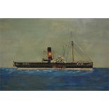 19th / 20th C. Oil on Board of Paddle Steamer M.E.660