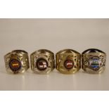 Four Turn of the Century Enamel / Silver Plate Ships Napkin Rings