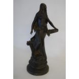 Bronzed Metal Statue of a Lady, Signed Aug. Moreau (1834-1917), H 60cm approx