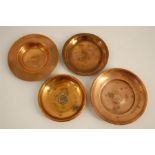 Four Vintage Copper Ships Dish