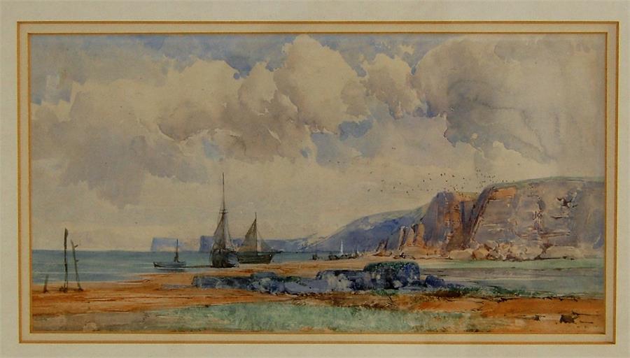 NAFTEL, Paul Jacob R.W.S (1817 - 1891) A View of Studland Bay, Dorset 16.5 x 31 cm - Image 5 of 8