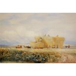 WILLIAM TURTON (fl. 1845 - 1865) Stacking The Rick on The Hayfield, Watercolour, 23 cm x 31 cm