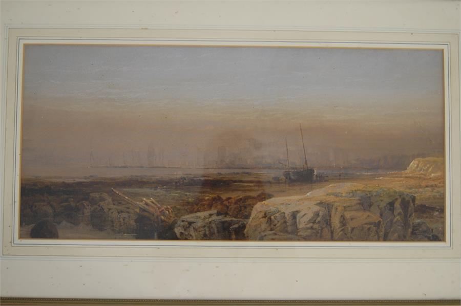 EDWARD RICHARDSON (1810-1874) View of Town and Shoreline, Watercolour, 25 cm x 58 cm - Image 5 of 5