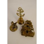 Three Vintage Brass Ships Items