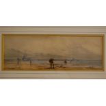 R. E. RAMPLING, Beach Scene at Low Tide, 19th C. Watercolour Signed Lower Right Dated '86