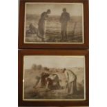 Pair Early 20th C. Photographic Prints of Paintings by J-F Millet