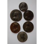 5 Coins including 1757 Frederick II Battle of Prague, 18th Century Copper & Lead Tokens, etc.